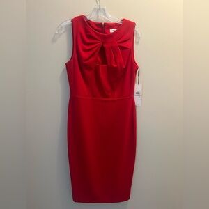 Calvin Klein Red Sleeveless Sheath Dress with Front Knot Size 6